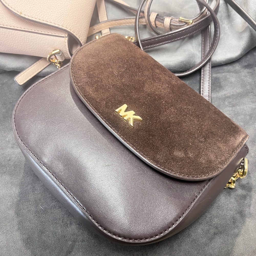 Michael Kors Dark Brown Suede Crossbody Bag